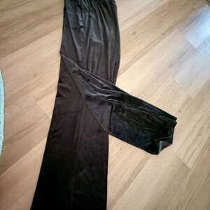 Black Velour Wide-Leg Pants